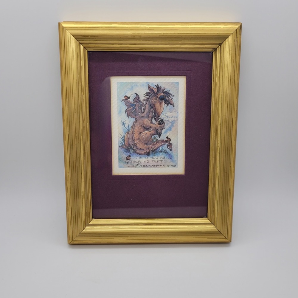 Jody Bergsma Dragon Art Print Closed Mouths Gather No Feet Limited Ed Framed